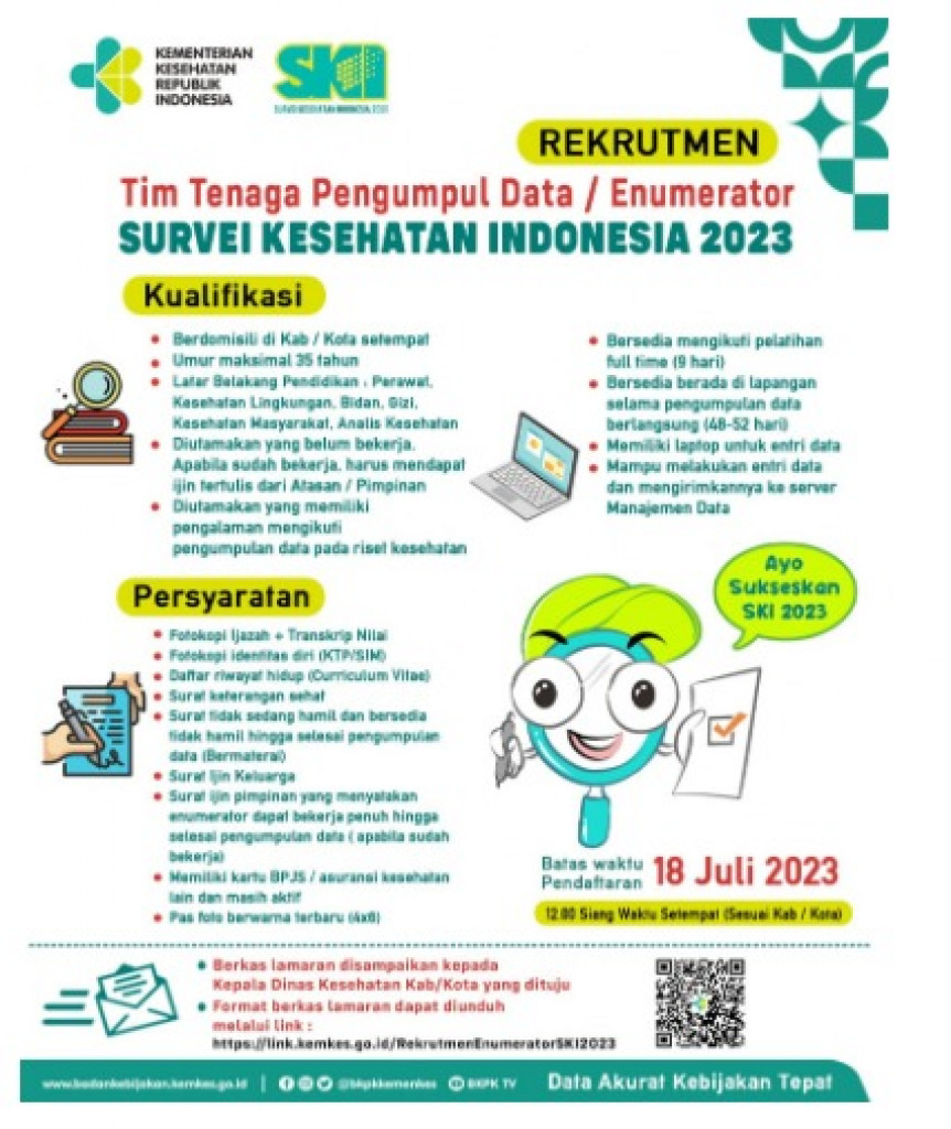 REKRUTMEN TIM TENAGA PENGUMPUL DATA/ ENUMERATOR SURVEY KESEHATAN ...